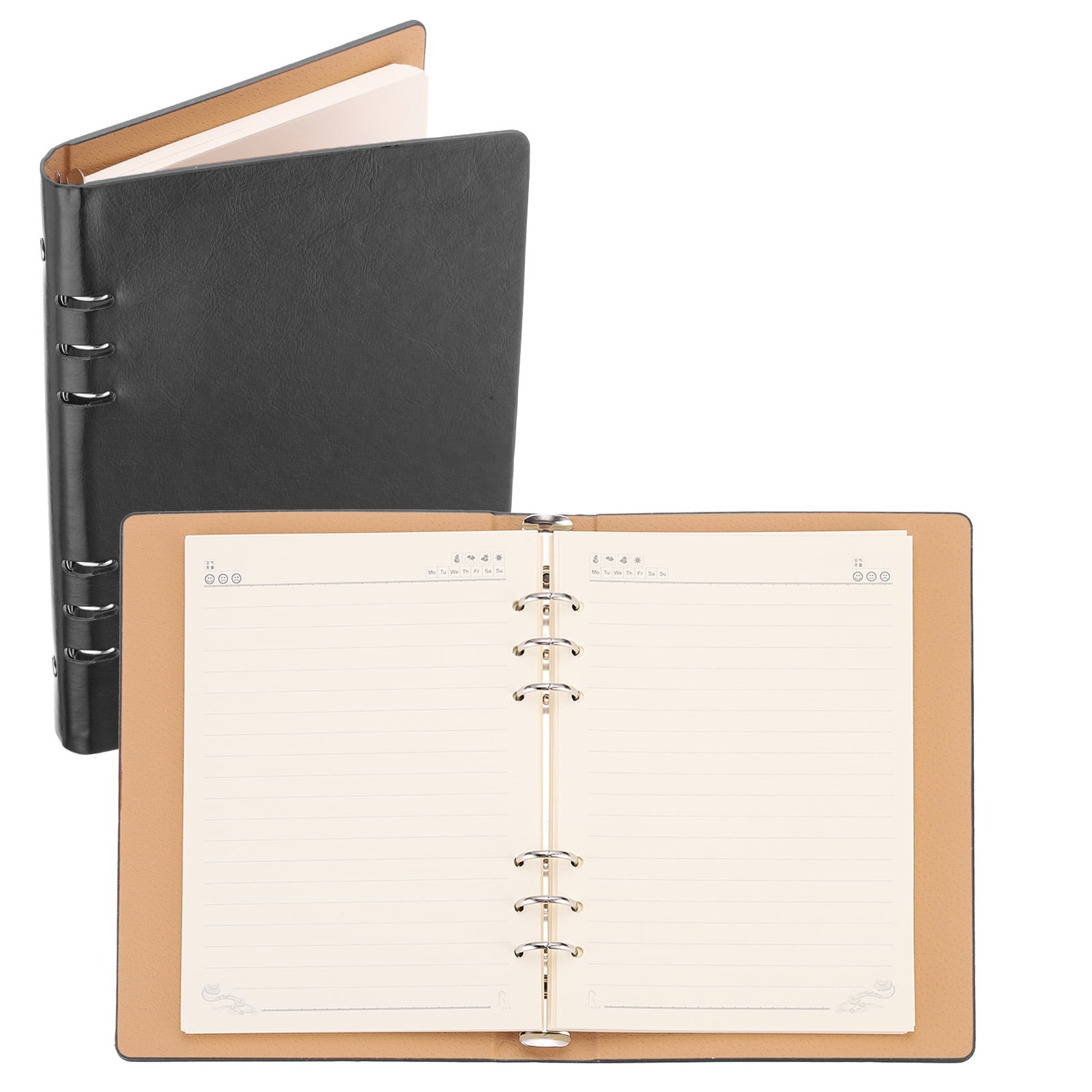 Unique Bargains 6 Ring Binder Leather Notebook Personal Planner with ...