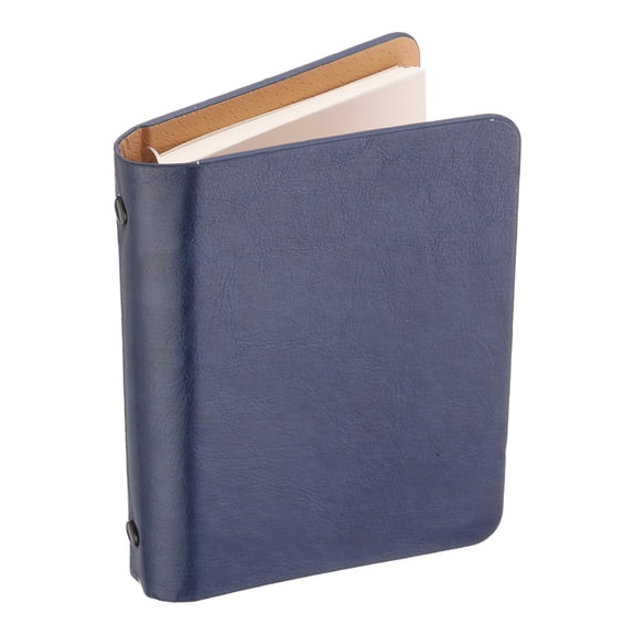 Unique Bargains 6 Ring Leather Notebook Binder Mini Refillable Planner Blue