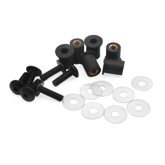 Unique Bargains 6 Set Black 5mm Thread Diameter Motorcycle Windscreen Windshield Screw Nut