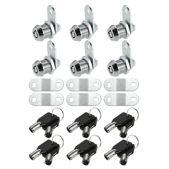 Unique Bargains 6 Set Cam Lock RV Storage Locks Keyed Alike 5/8" Cylinder Fits on 3/8" Max Door Thick with 12 Keys