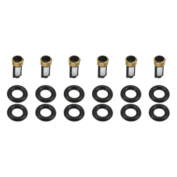 Unique Bargains 6 Set Fuel Injector O Rings Seals No.1439800 with Micro Filters Repair Kit for BMW X5 2001-2006