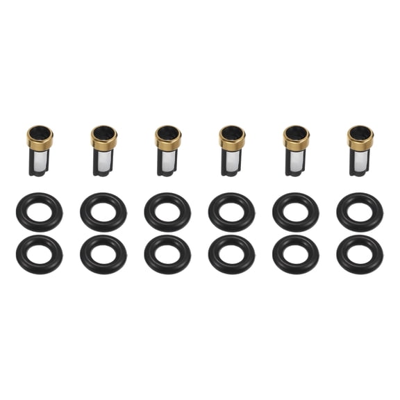 Unique Bargains 6 Set Fuel Injector O Rings Seals No.1439800 with Micro Filters Repair Kit for BMW X5 2001-2006