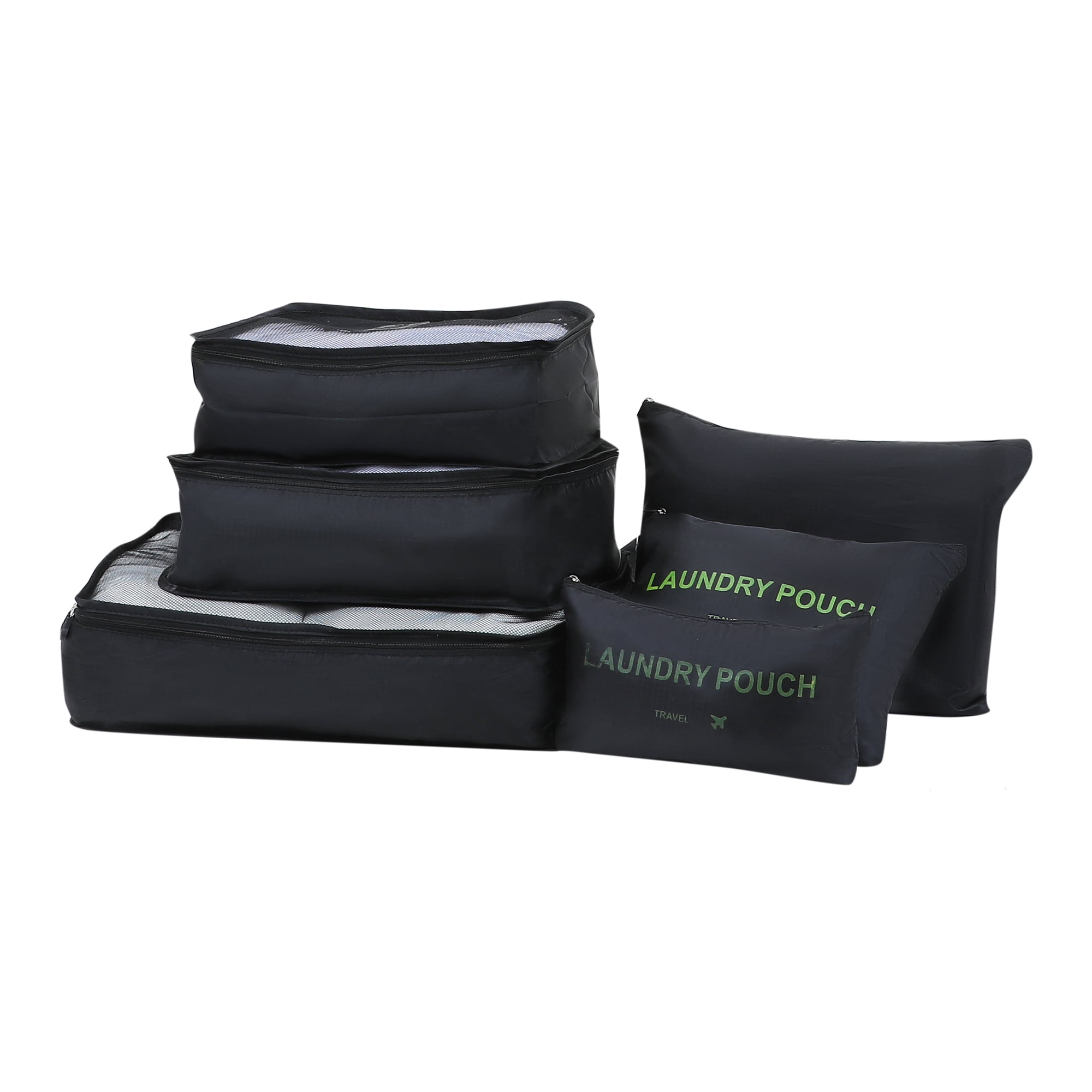 Unique Bargains 6 Set Travel Bag for Storage Closet Organizers Travel Accessories Black