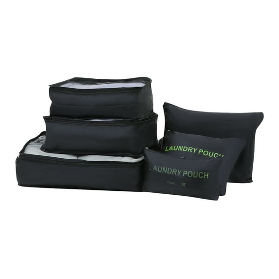 Unique Bargains 6 Set Travel Bag for Storage Closet Organizers Travel Accessories Black