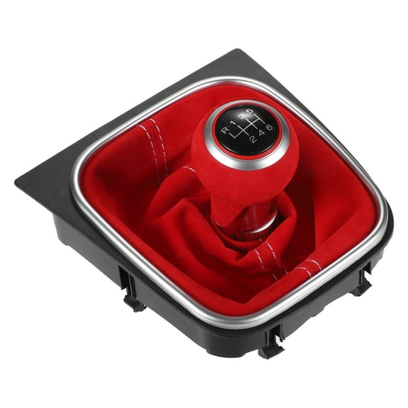 Unique Bargains 6 Speed Car Manual Gear Shift Knob Boot for Volkswagen Golf MK7 2013-2018 Red