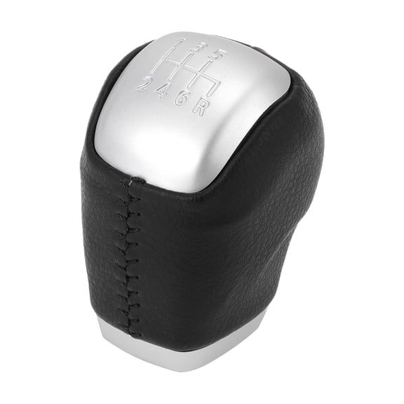 Unique Bargains 6 Speed Gear Shift Knob, Gearbox Stick Shifter Lever Knob for Land Rover Range Rover Evoque 2018-2023 Plastic Faux Leather Black Silver Tone, 1 Pc