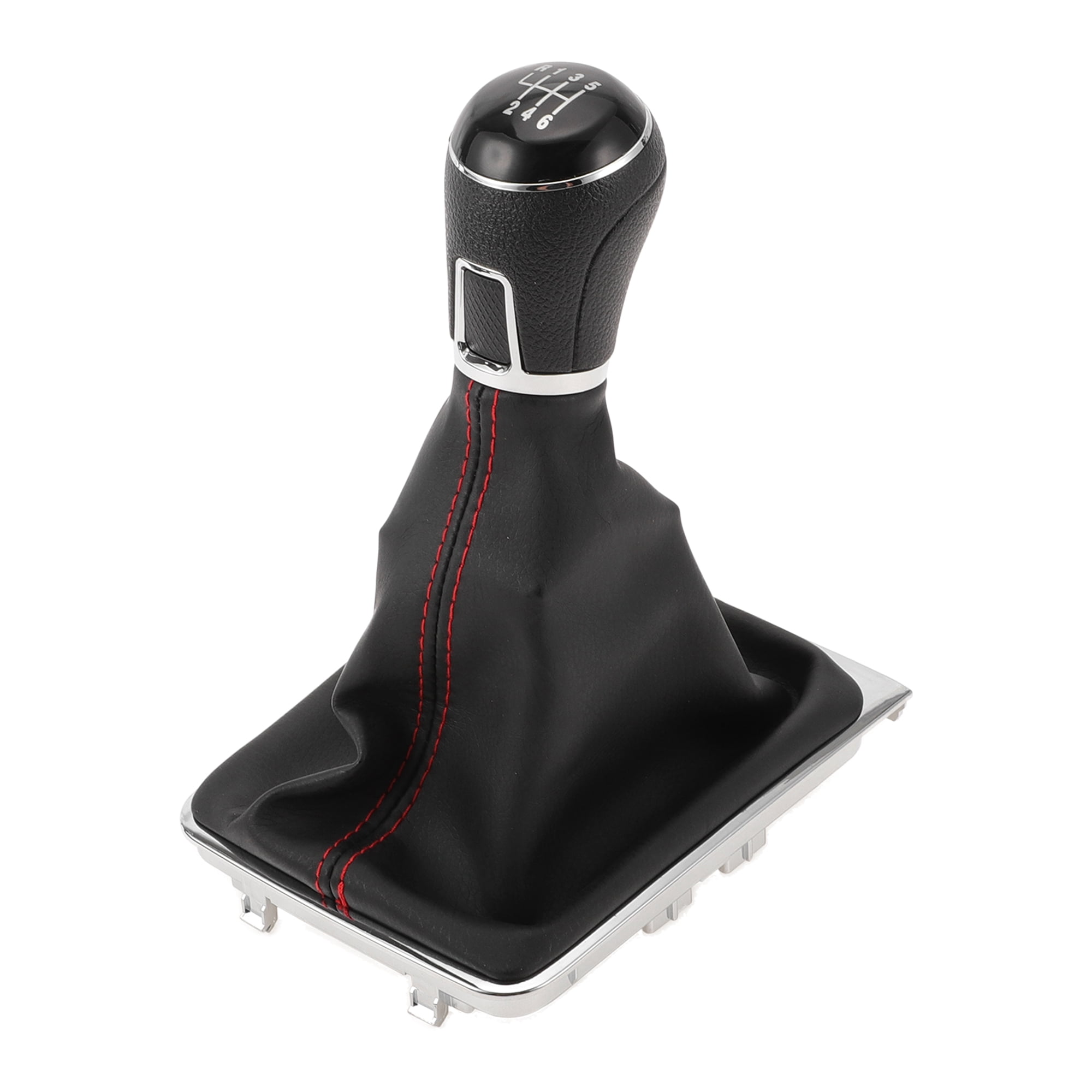 Unique Bargains 6 Speed Manual Gear Shift Knob with Cover, Gearbox Stick Shifter Lever Knob No.3AA711113A for VW Passat 2013-2021 Plastic Faux Leather Black Red, 1 Pc