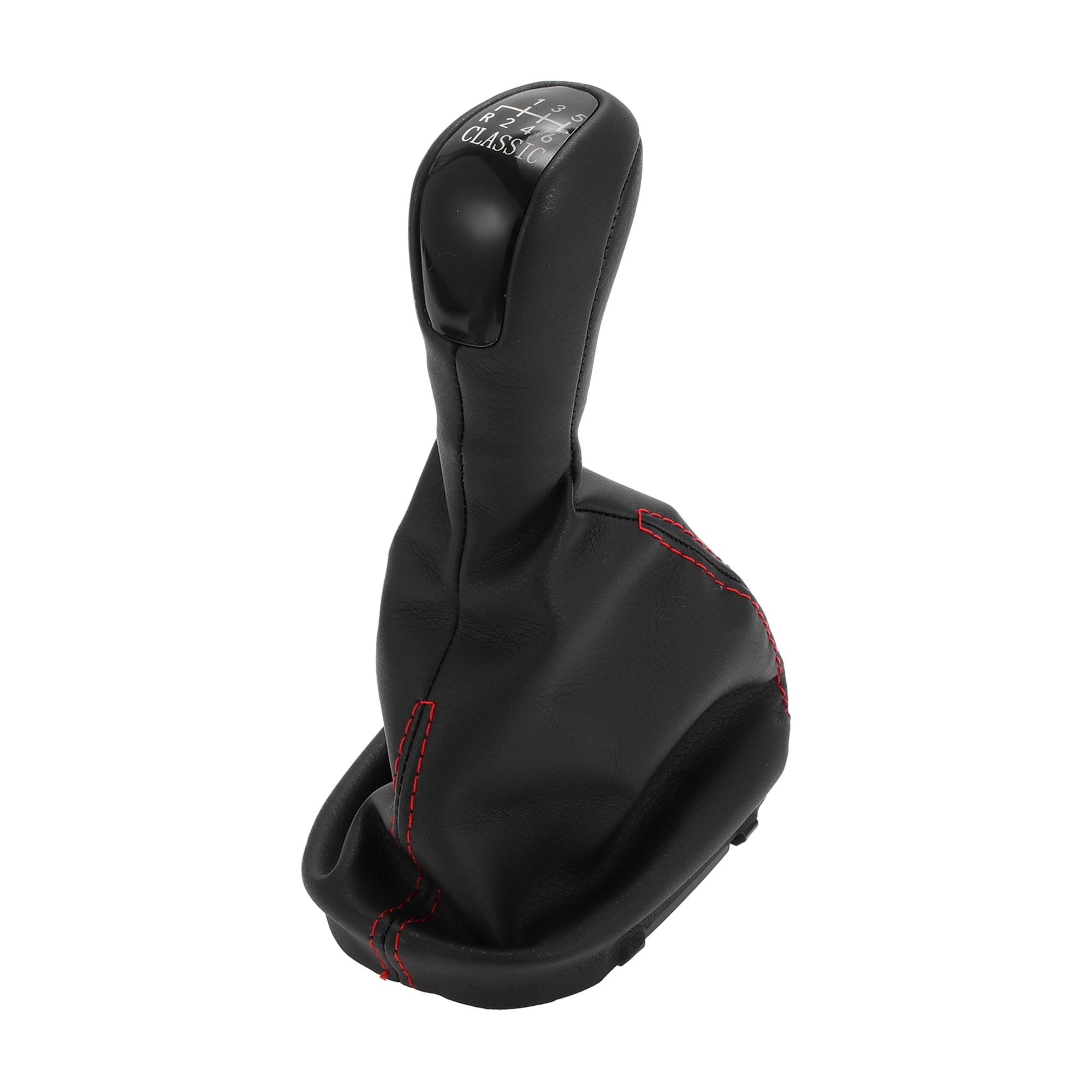 Unique Bargains 6 Speed Manual Gear Shift Knob with Cover for Mercedes-Benz W203 S203 2000-2007 Plastic Faux Leather Gearbox Stick Shifter Lever Knob Black Red