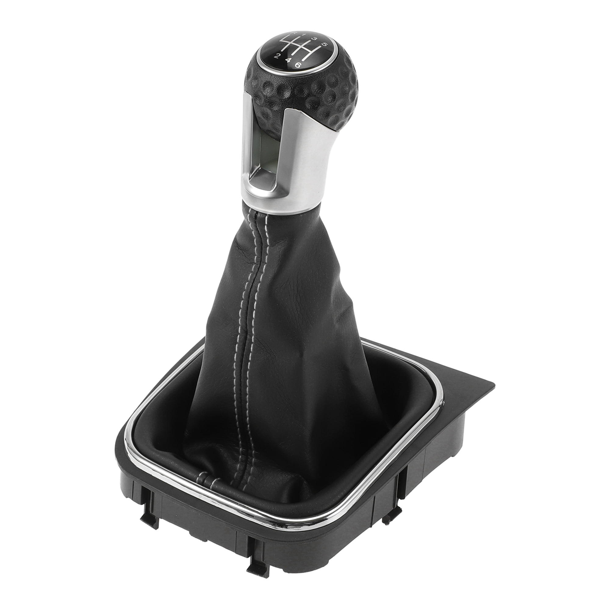 Unique Bargains 6 Speed Manual Gear Shift Knob with Cover for VW Golf 5 MK5 GTI GTD R32 2004-2009 Plastic Faux Leather Gearbox Stick Shifter Lever Knob Black White