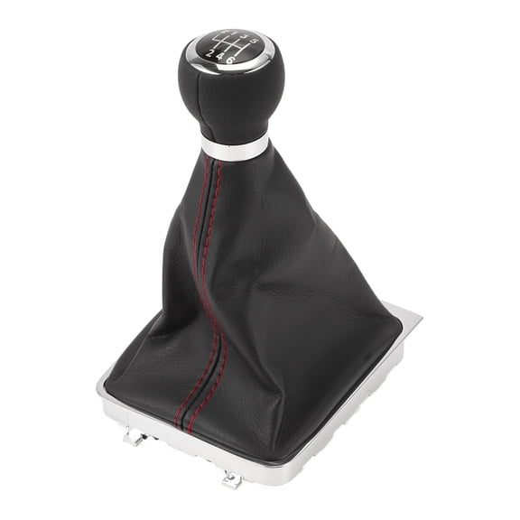 Unique Bargains 6 Speed Manual Gear Shifter Knob with Cover No.3C0711113A - Car Shift Lever Knob - for VW Passat 2006-2010 Plastic Faux Leather Black Red - 1 Pc