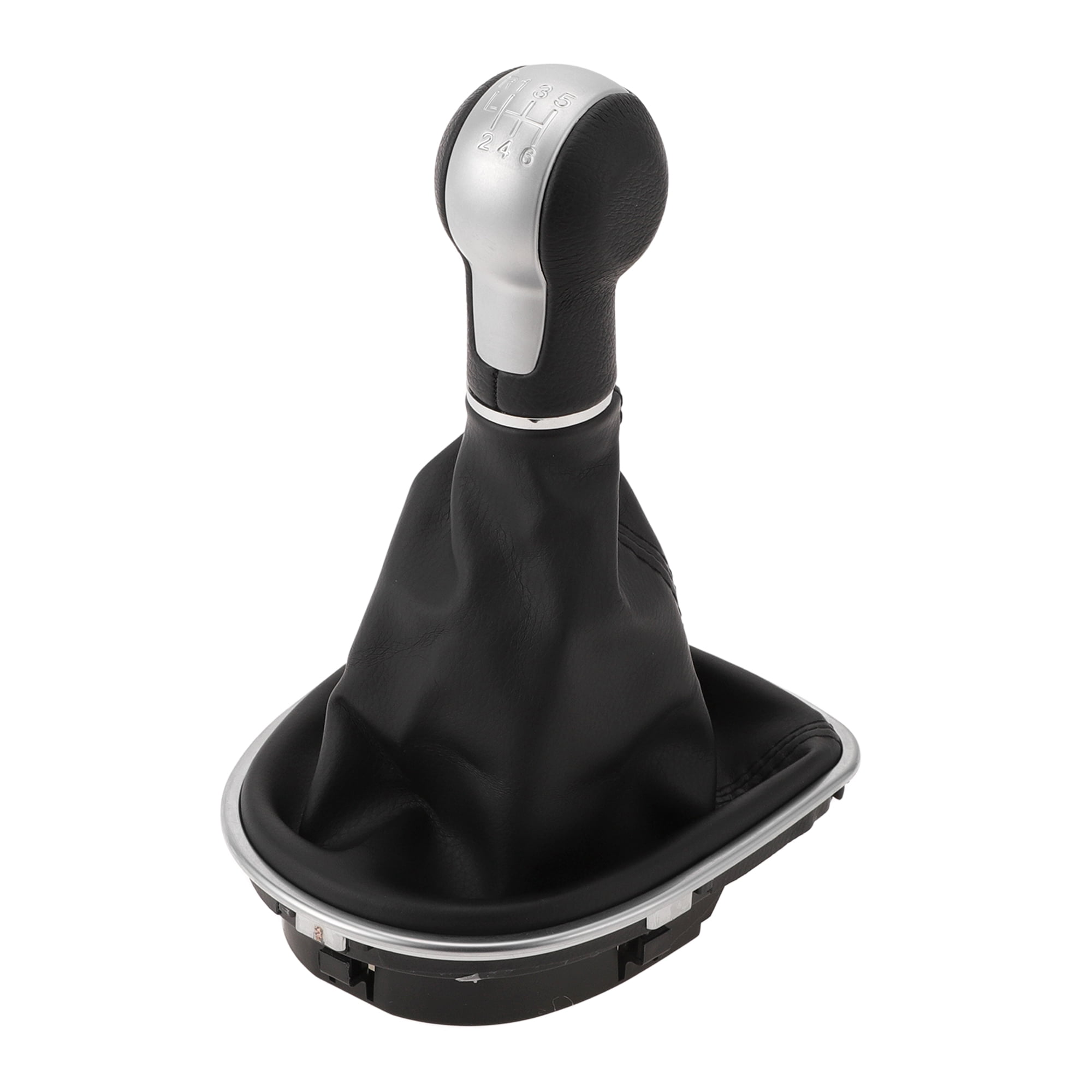 Unique Bargains 6 Speed Manual Gear Shifter Knob W/ Cover No.1P0711113 - Car Shift Lever Knob - for Seat Altea 2004-2020 Plastic Faux Leather Black Silver Tone - 1 Pc