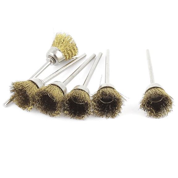 Unique Bargains 6 x Replacing Part 15mm Dia Bowl Cup Shaped Brass Bristle Polishing Brush