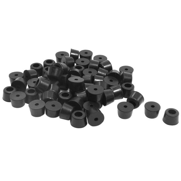 Unique Bargains 60 Pcs Antislip Rubber Round 8mm Hole Dia Chair Foot Cover Table Furniture Leg Protector Balck