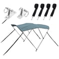 thumbnail image 1 of Unique Bargains 600D 3 Bow Bimini Top Cover Sun Shade Canopy Includes Stainless Aluminum Frame Mounting Hardware Gray, 1 of 6