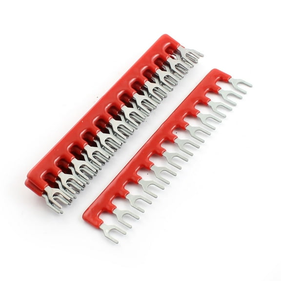 Unique Bargains 600V 25A 12 Postions Pre Insulated Terminal Strip Jumper Red 5Pcs
