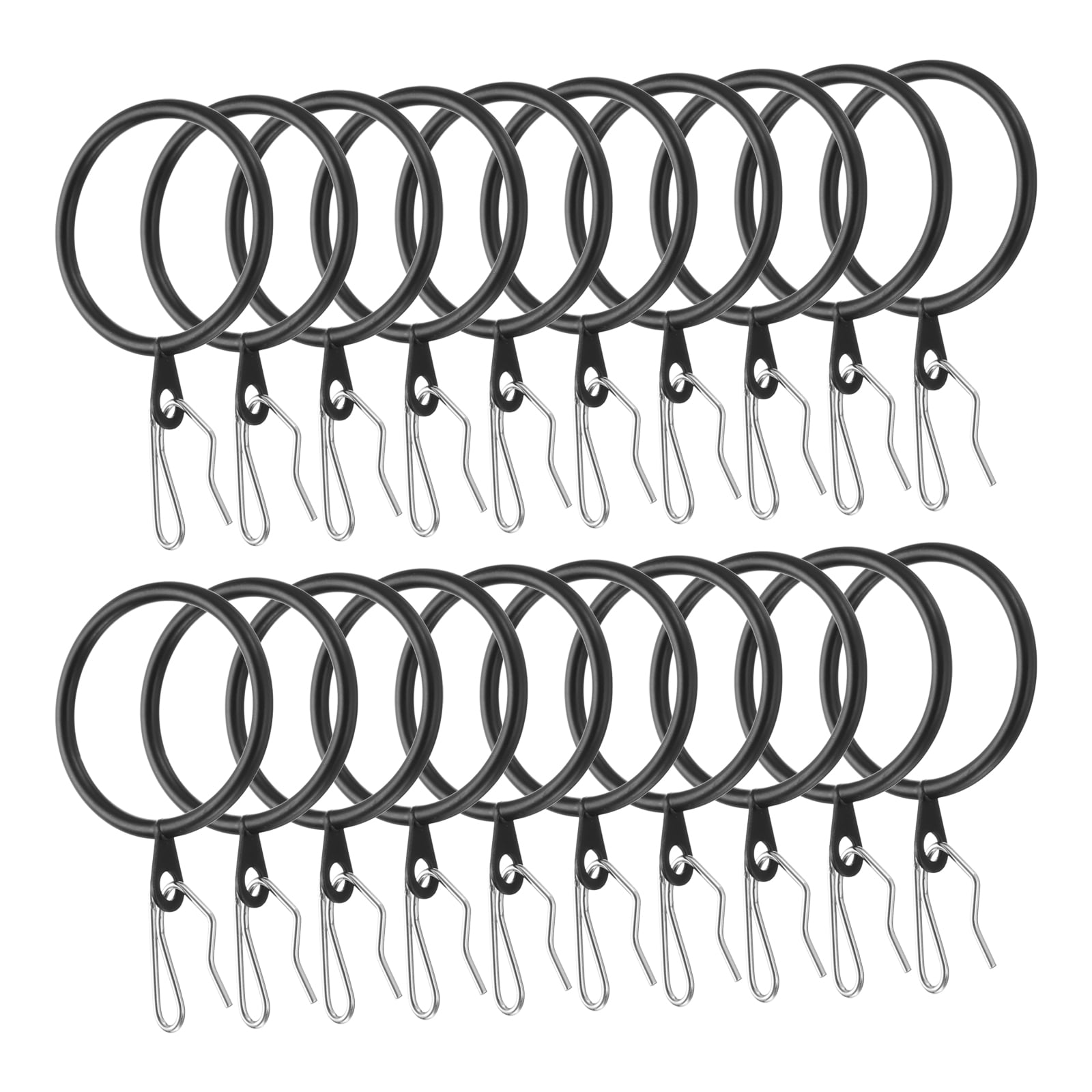 Unique Bargains 60Pcs Durable Curtain Hook Rings with Secure Pin-on Hooks Black 1.5"