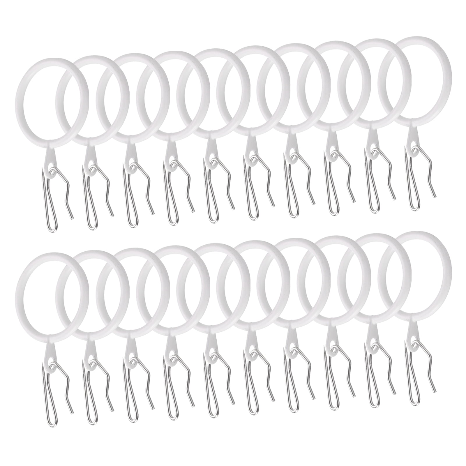 Unique Bargains 60Pcs Durable Curtain Hook Rings with Secure Pin-on Hooks White 1.2"