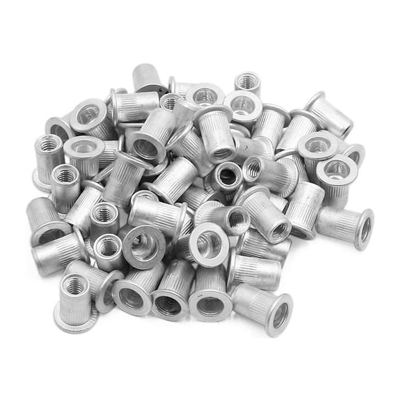 Unique Bargains 60Pcs M6 Silver Tone Flat Head Rivet Nut Insert for Car Vehicle