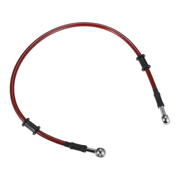 Unique Bargains 60cm 23.62" Motorcycle Braided Brake Clutch Oil Hoses Line Pipe Clutch Throttle Gas Line Fuel Pipe Red