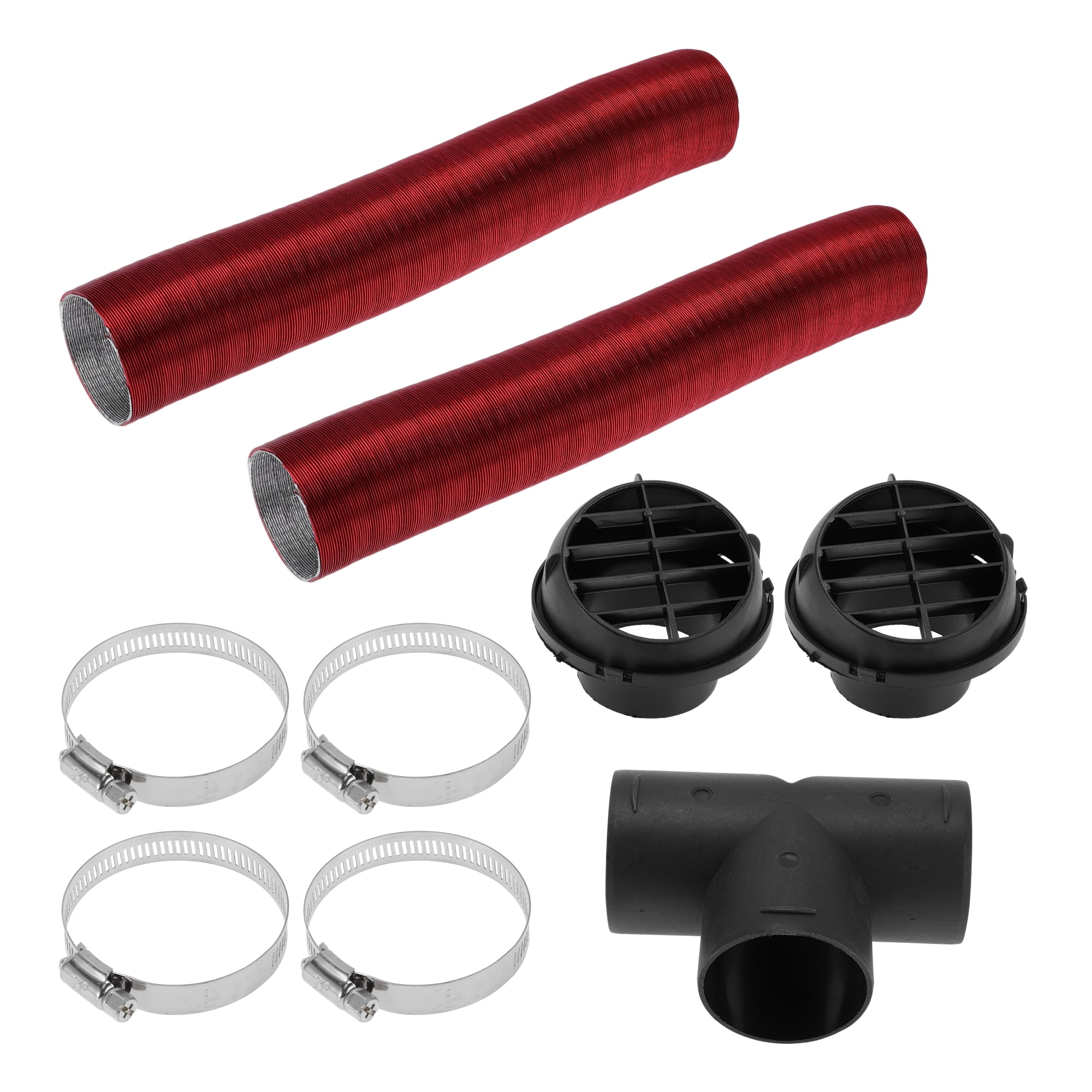 Unique Bargains 60mm Dia 80cm Car Heater Duct Kit Car Heater Duct Pipe Hose Set for Diesel Heater Red