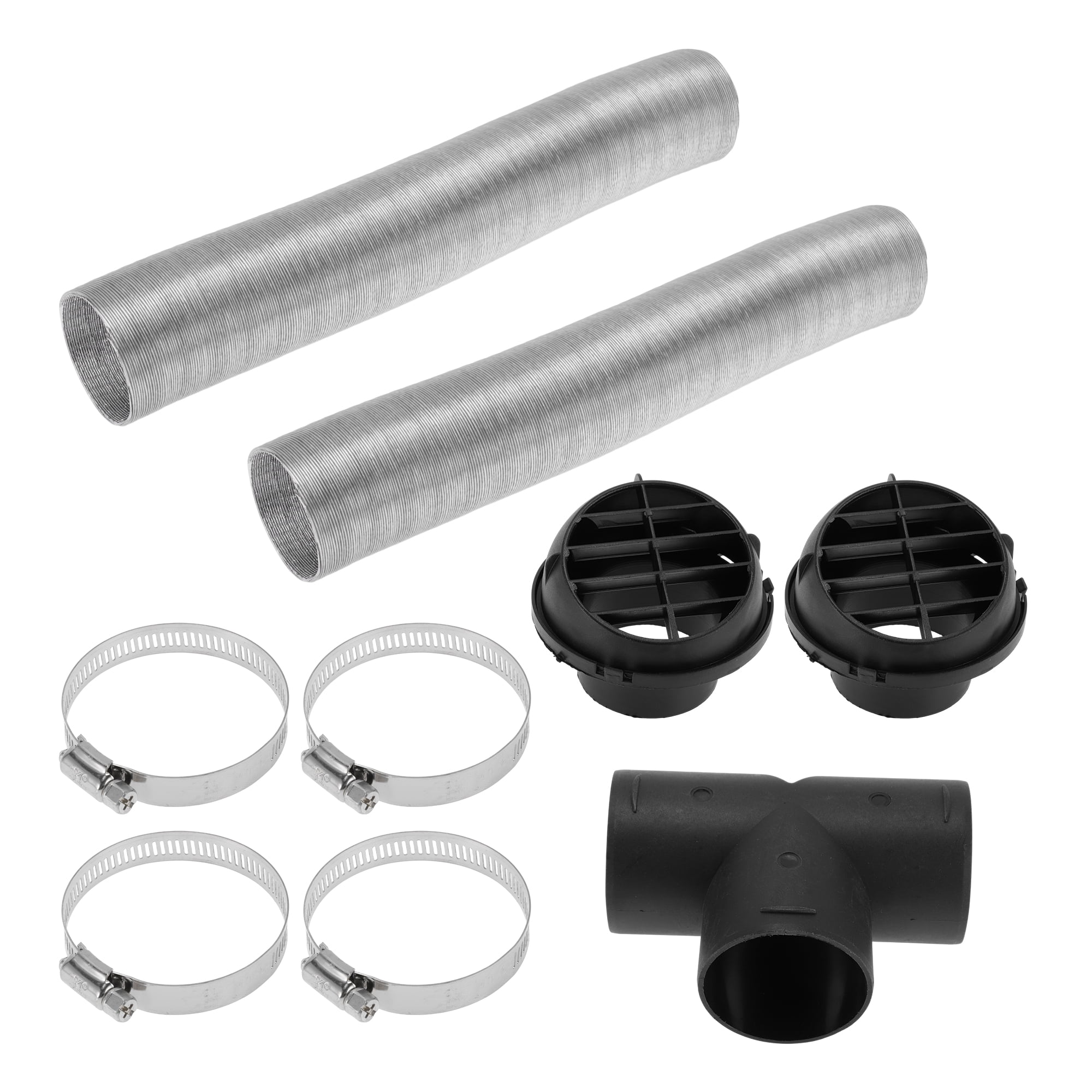 Unique Bargains 60mm Dia 80cm Car Heater Duct Kit Car Heater Duct Pipe Hose Set for Diesel Heater Silver Tone