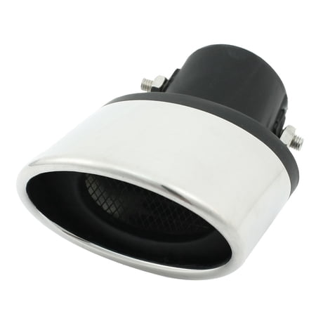 Unique Bargains 60mm Inlet Dia Rolled Angle Cut Slanted Oval Exhaust Tail Muffler Tip