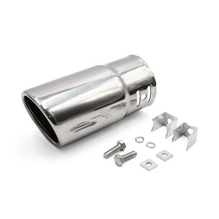 Unique Bargains 58mm Inlet Diameter Universal Car Vehicle Stainless Steel Exhaust Pipe Tail Muffler 2.28" Inlet 5.3" Long