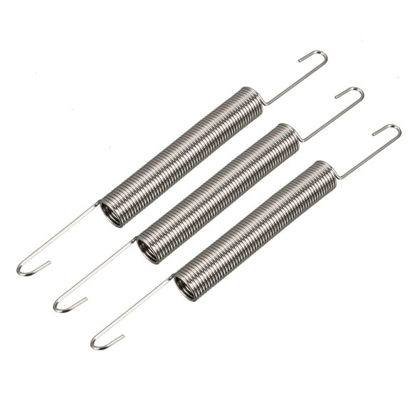 Unique Bargains 60mmx10mmx1mm Nickel Plated Dual Hook Extension Tension Spring Silver Tone 3Pcs Steel