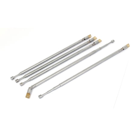 Unique Bargains 61cm 24 Inch Length 4 Sections AM FM Radio Telescopic Antenna Aerial 5pcs