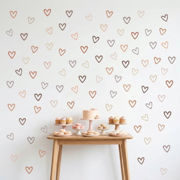 Unique Bargains 64pcs Heart Shape Wall Stickers Hearts 11.8" x 8.9"