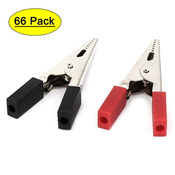 Unique Bargains 66pcs Black Red Plastic Coated Test Alligator Clips Clamps 50mm