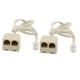 thumbnail image 1 of Unique Bargains 6P4C RJ11 Dual Female Socket to Male Plug Telephone Jack Cord Adapter 2pcs, 1 of 2
