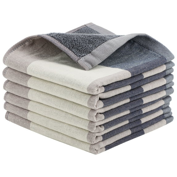Unique Bargains 6Pcs Cotton Kitchen Tea Towel Sets Blue