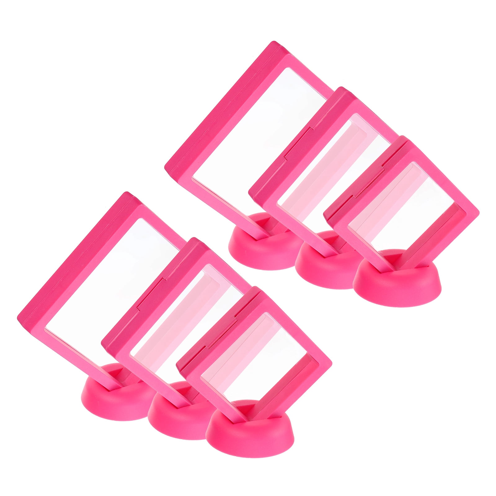 Unique Bargains 6Pcs 3D Floating Frame Display Holder Stands Rose Red