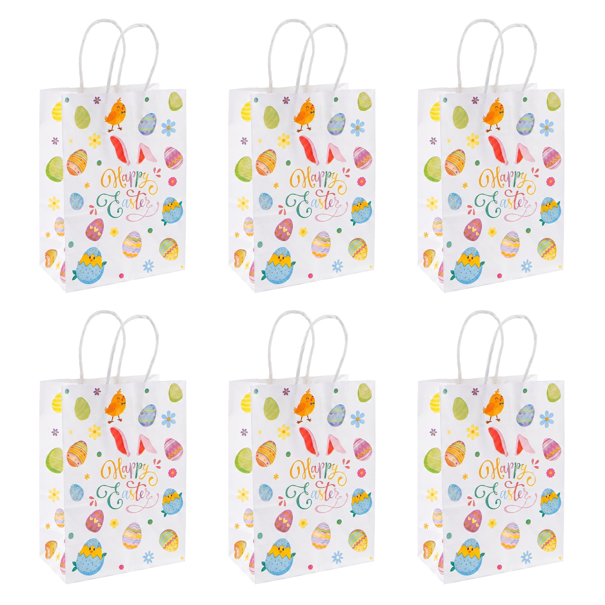 Unique Bargains 6Pcs Candy Goodie Gift Bags Rabbit Ears Easter Eggs 5.9" x 3.1" x 8.3"