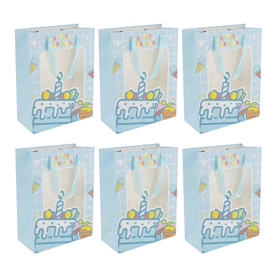 Unique Bargains 6Pcs Colorful Cartoon Gift Bags Blue 5.7" x 3.9" x 7.7"