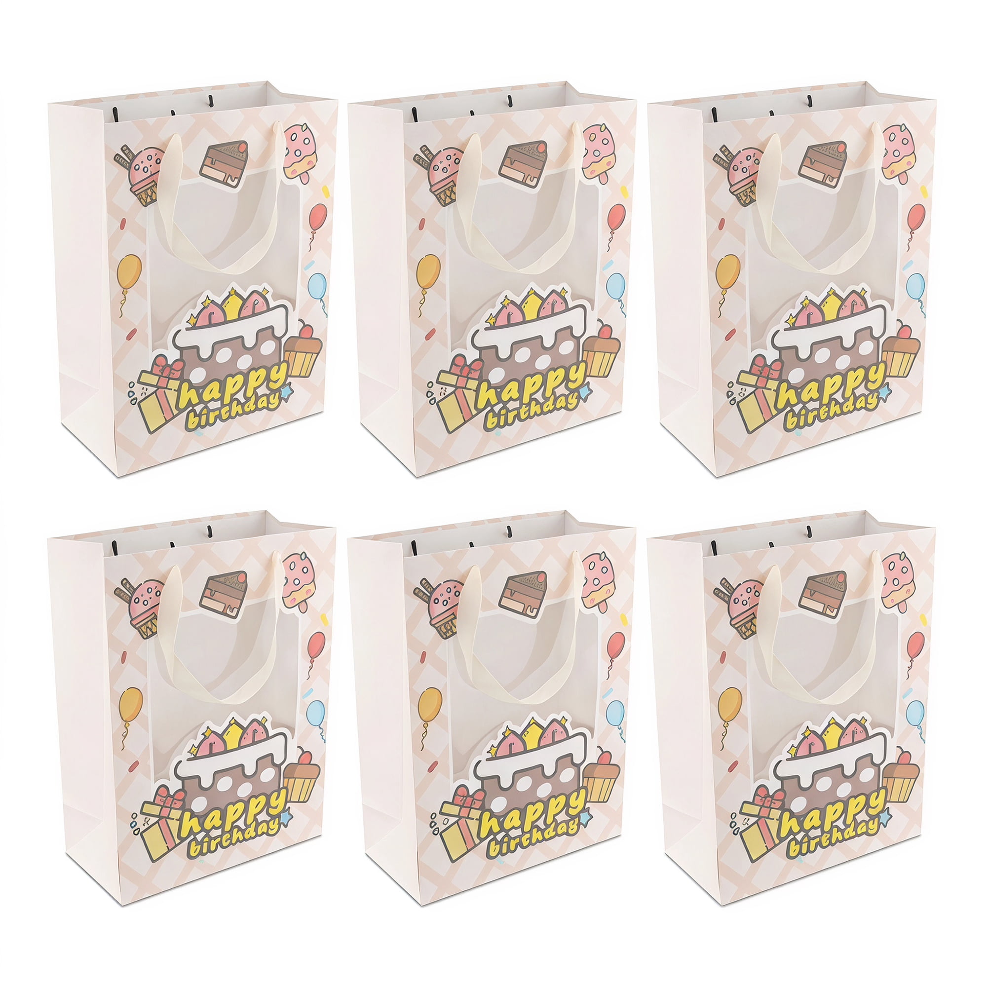 Unique Bargains 6Pcs Colorful Cartoon Gift Bags Yellow 9.8" x 4.7" x 13"