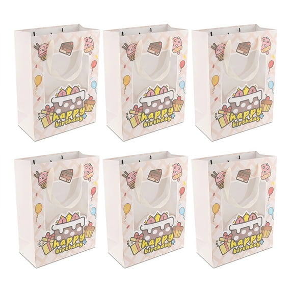 Unique Bargains 6Pcs Colorful Cartoon Gift Bags Yellow 9.8" x 4.7" x 13"