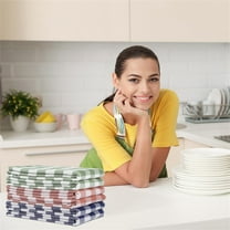 Unique Bargains 6Pcs Cotton Checks Pattern Kitchen Towels Mixed Color