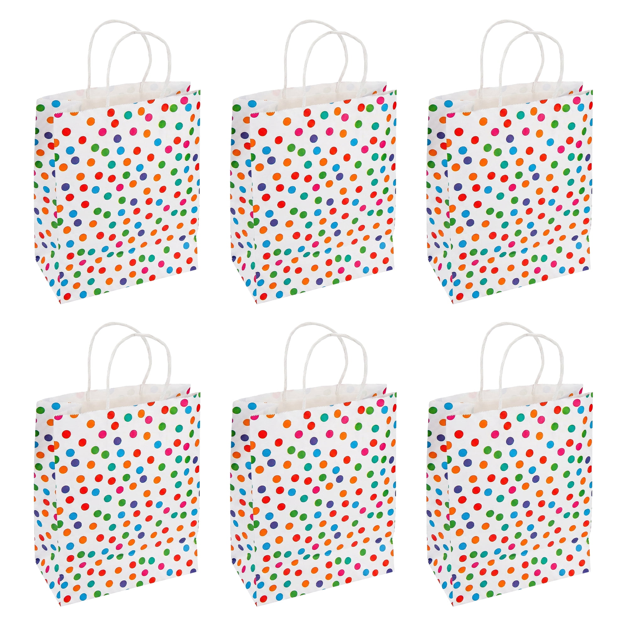 Unique Bargains 6Pcs Creamy Aesthetic Gift Bags with Handles Dot 5.9" x 3.1" x 8.3"