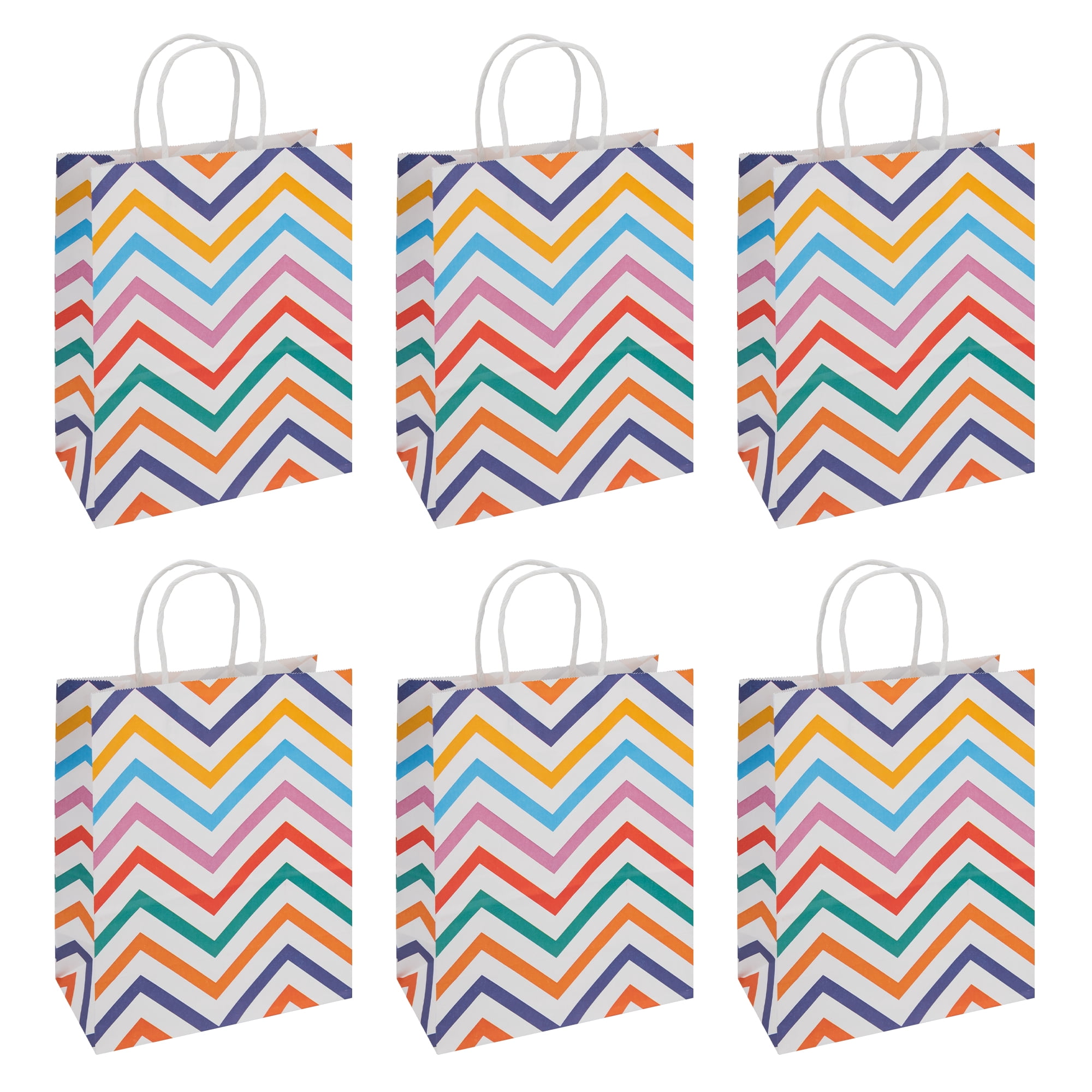 Unique Bargains 6Pcs Creamy Aesthetic Gift Bags with Handles Wave 5.9" x 3.1" x 8.3"
