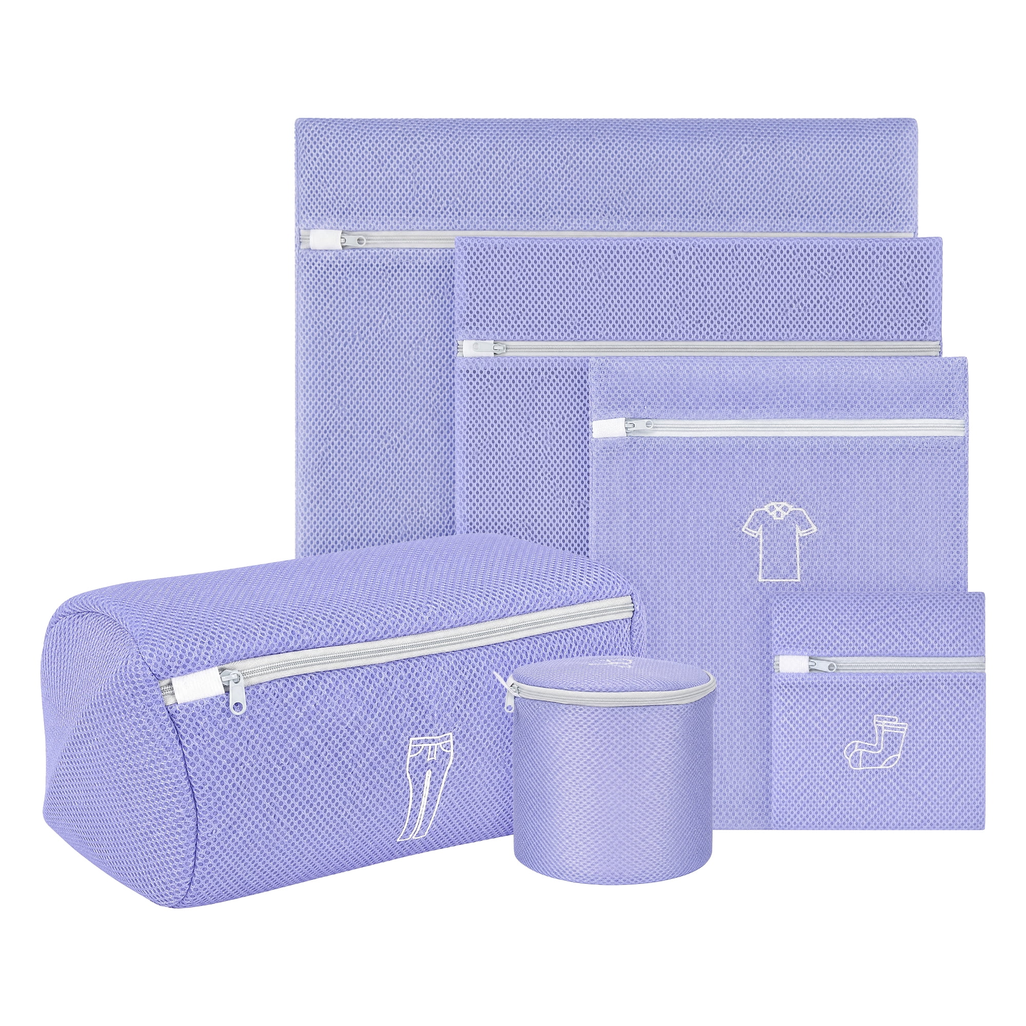 Durable Polyester Mesh Laundry Bags with Zipper Closure for Delicate Clothing Protection Purple