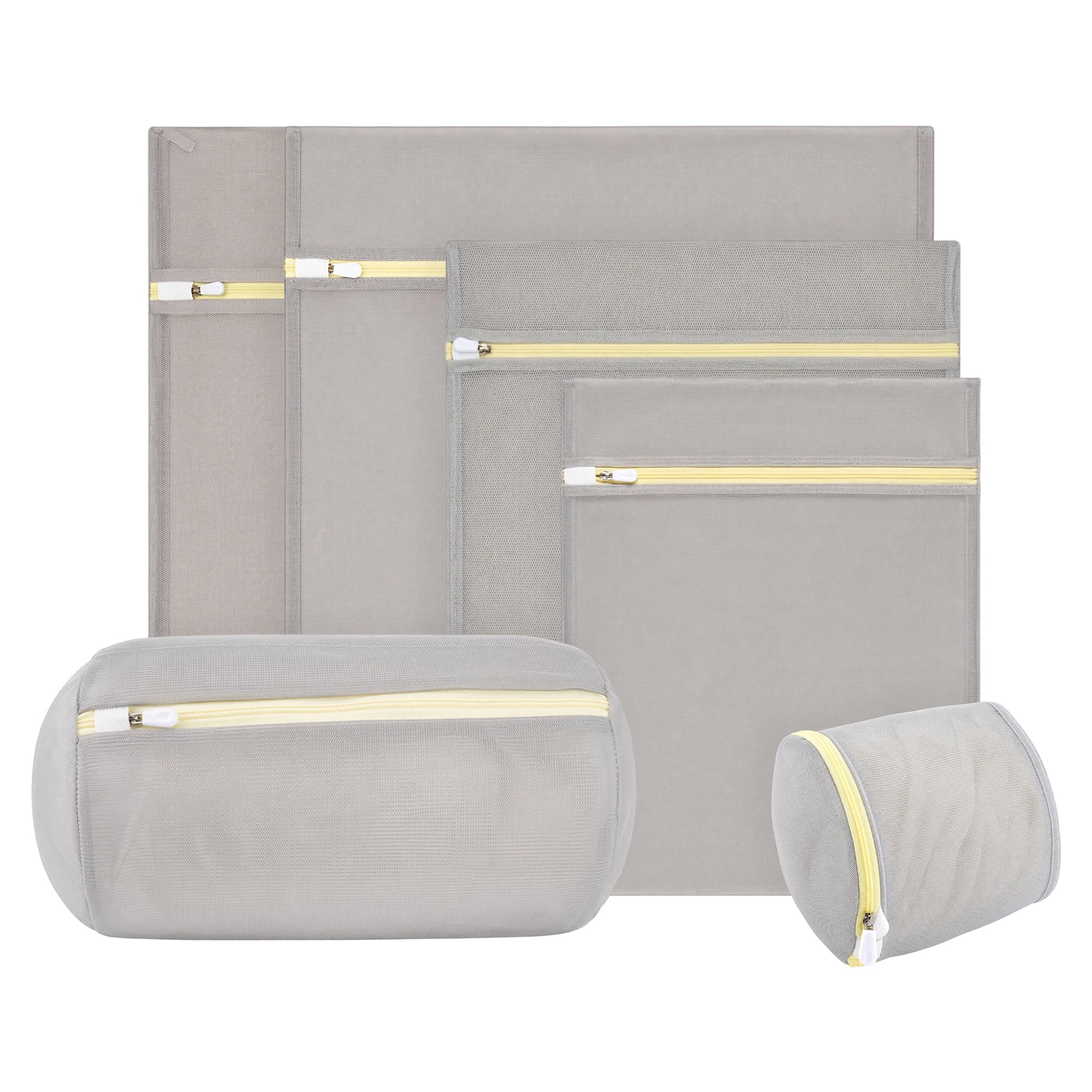 Unique Bargains 6Pcs Durable Zipper Closure Mesh Laundry Bag Gray