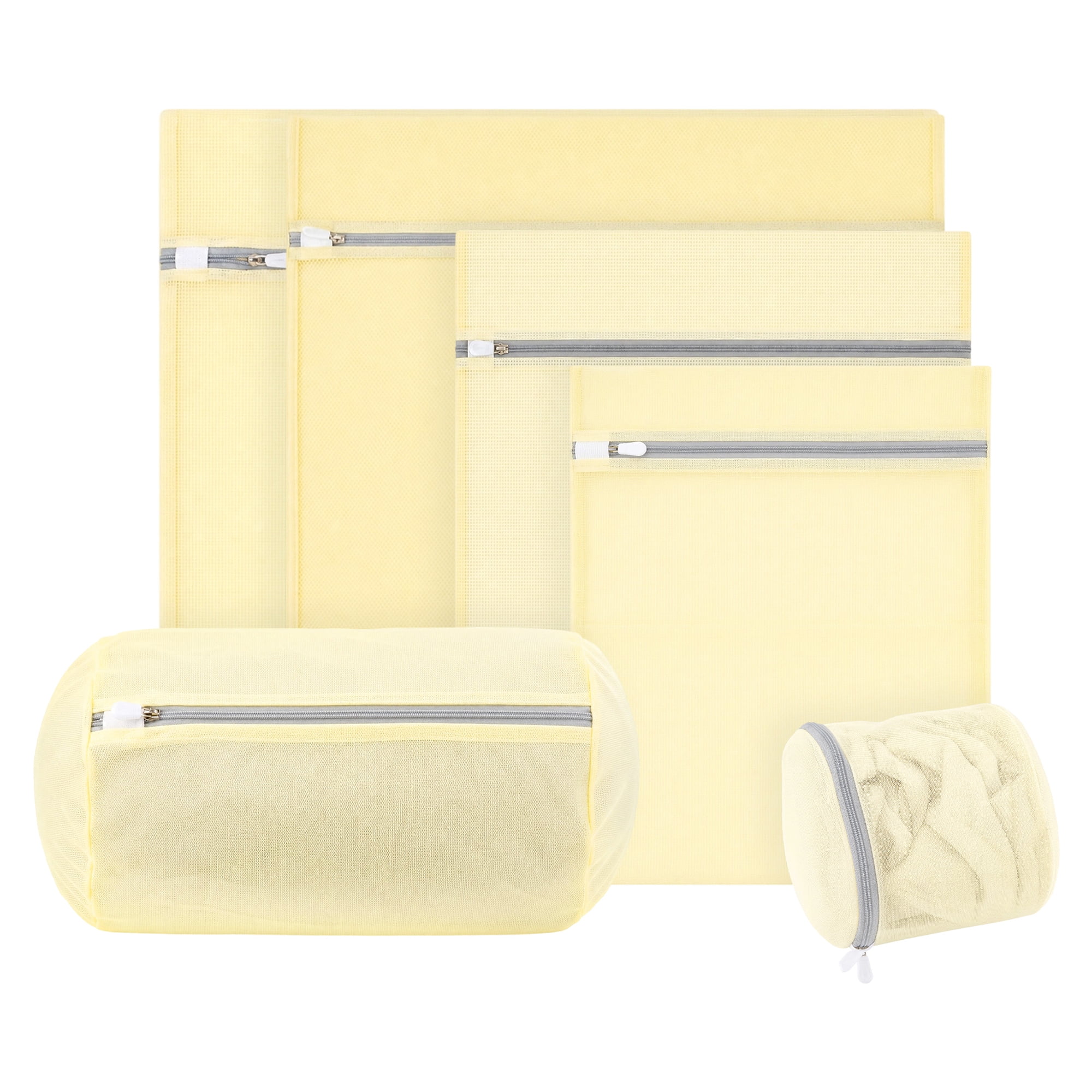 Unique Bargains 6Pcs Durable Zipper Closure Mesh Laundry Bag Yellow