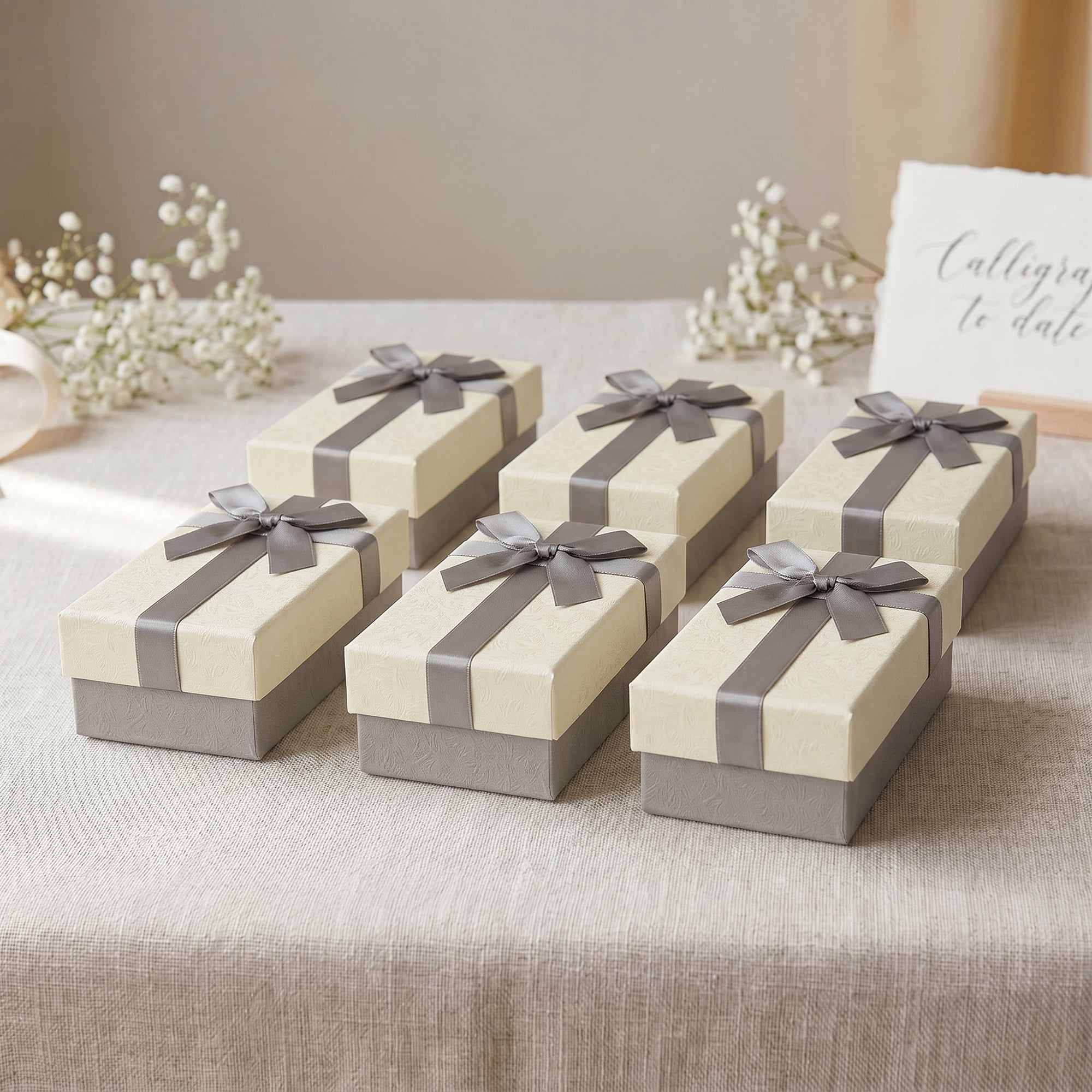 Unique Bargains 6Pcs Elegant Rigid Present Boxes for Gift Packaging Gray 5.5"x3.1"x2"