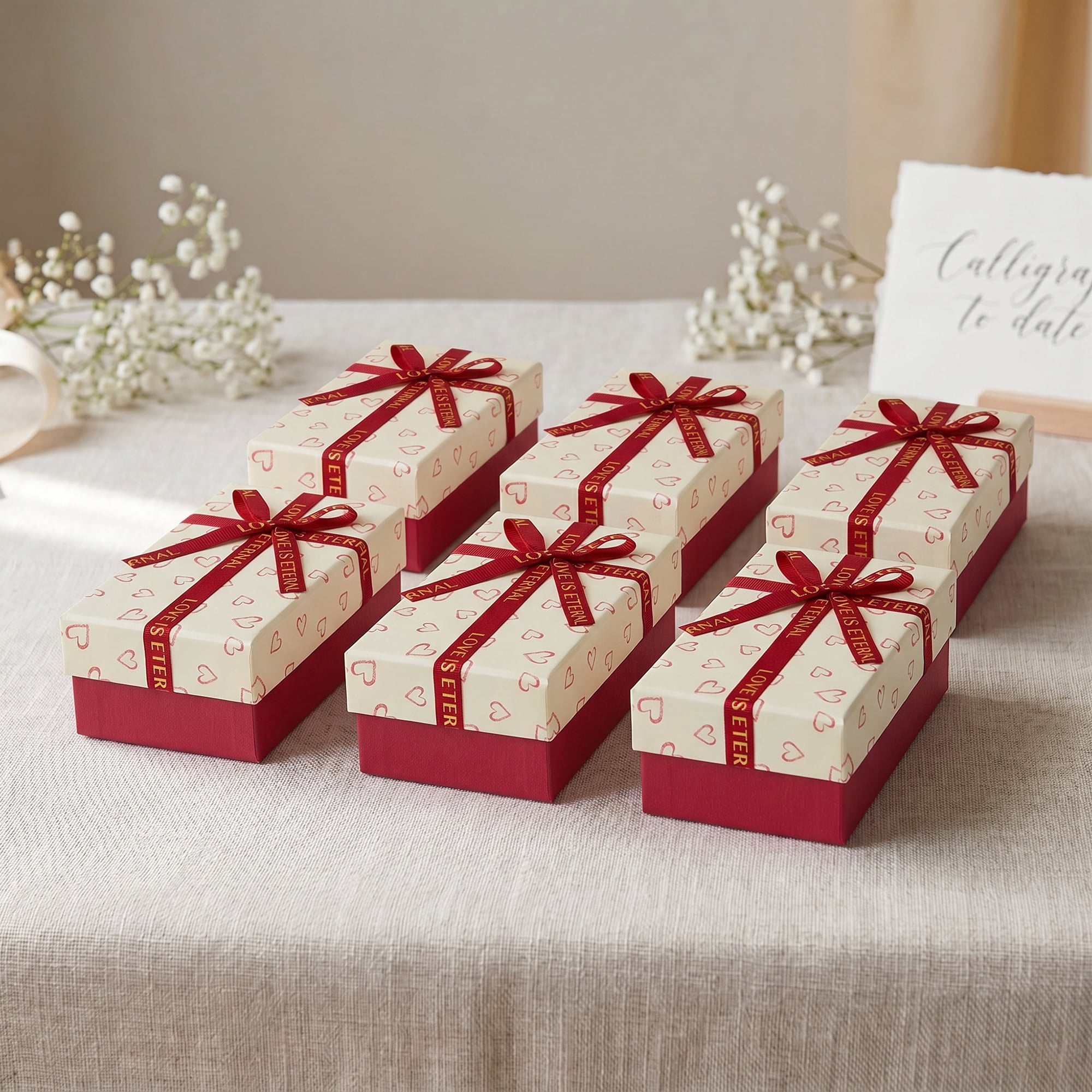 Unique Bargains 6Pcs Elegant Rigid Present Boxes for Gift Packaging Red 5.5"x3.1"x2"