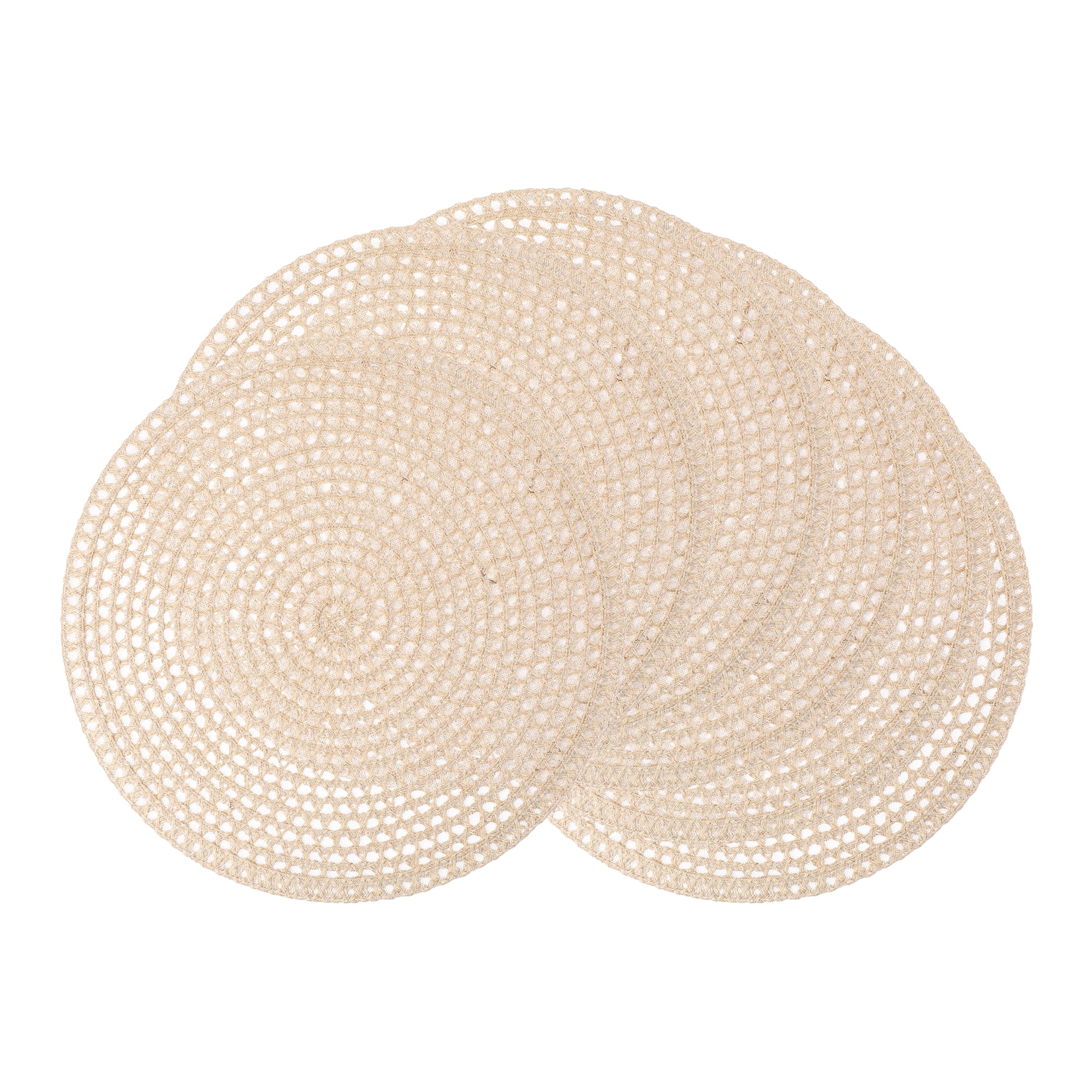 Unique Bargains 6Pcs Farmhouse Hollowed-out Placemats Light Brown 15" x 15"
