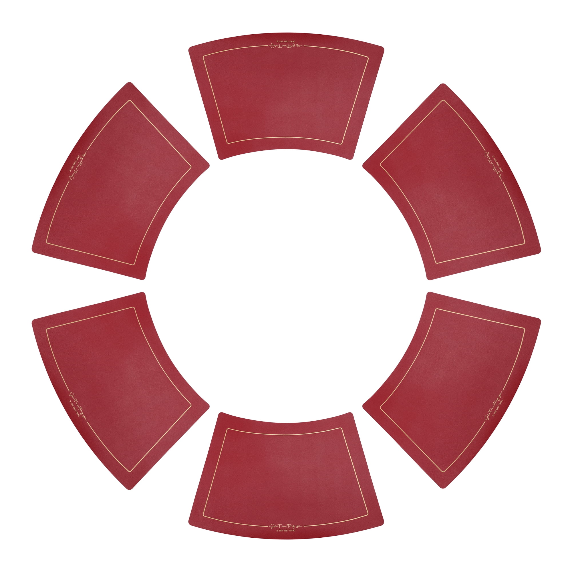 Unique Bargains 6Pcs Faux Leather Heat Resistant Placemats Burgundy 20.1x11.8inch