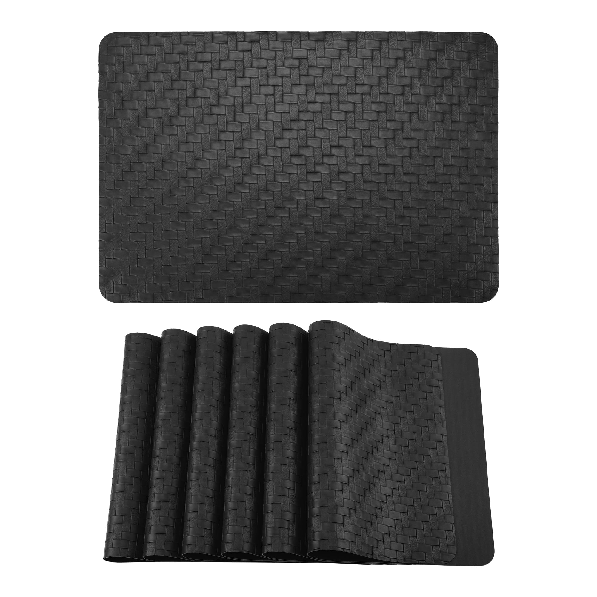 Unique Bargains 6Pcs Faux Leather Rectangle Placemats Gray 17.7x11.8inch