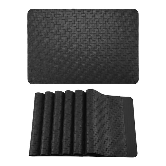 Unique Bargains 6Pcs Faux Leather Rectangle Placemats Gray 17.7x11.8inch